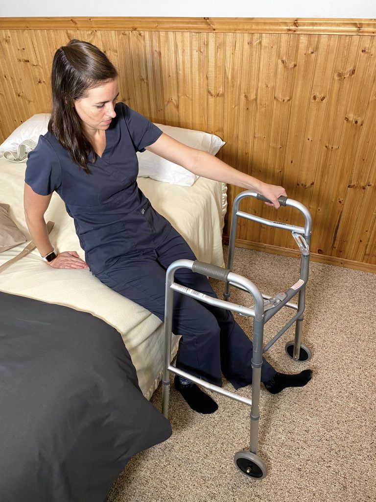 Bed Mobility After Hip Replacement - Pulling Walker Into Walker Place